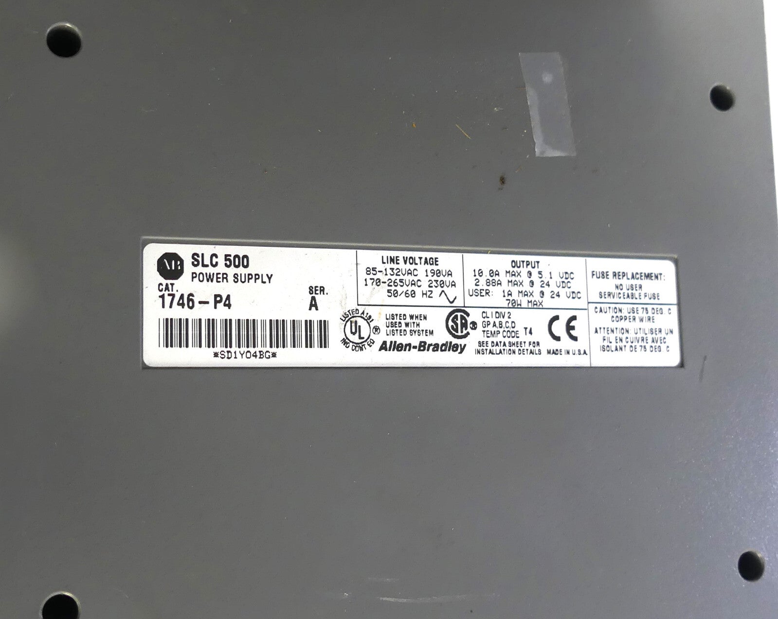 Allen Bradley SLC 500 1746-P4 + 10x 1746-IB16