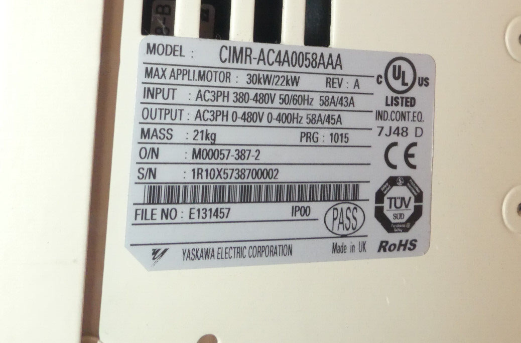 YASKAWA CIMR-AC4A0058AAA 30KW/22KW