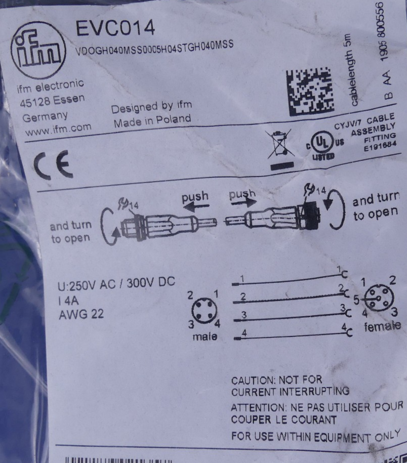 ifm Sensorkabel EVC014