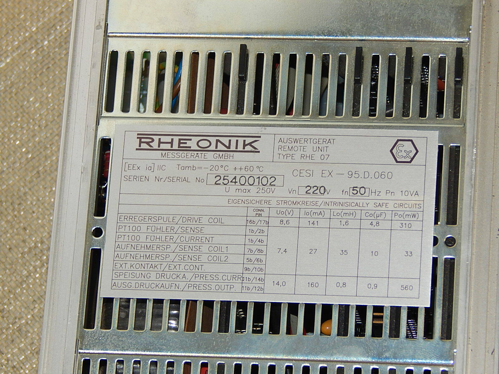 RHEONIK Auswertegerät // CESI EX-95.D.060 // RHE07 220V AC 50Hz used