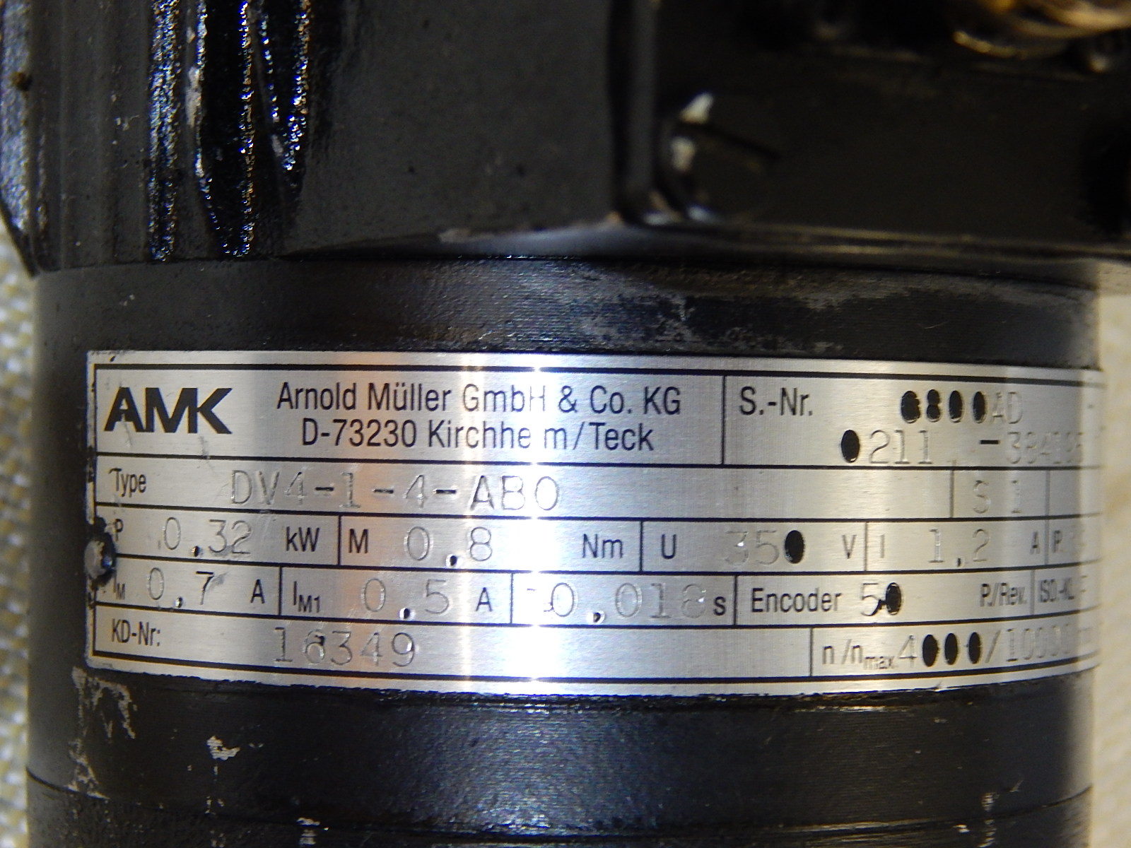 AMK Servomotor DV4-1-4-AB0   Permanent Magnet Motor 10000nNmax/min Used