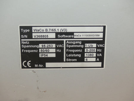 WaCo  WaCo B.7/65.1 (V3) 95-253, 1-Ub VAC, 1380 VA, 6 A