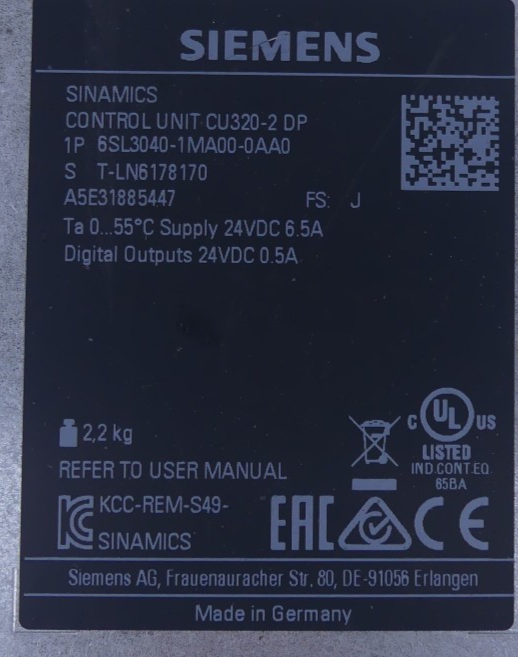 Siemens Sinamics Control Unit 6SL3040-1MA00-0AA0