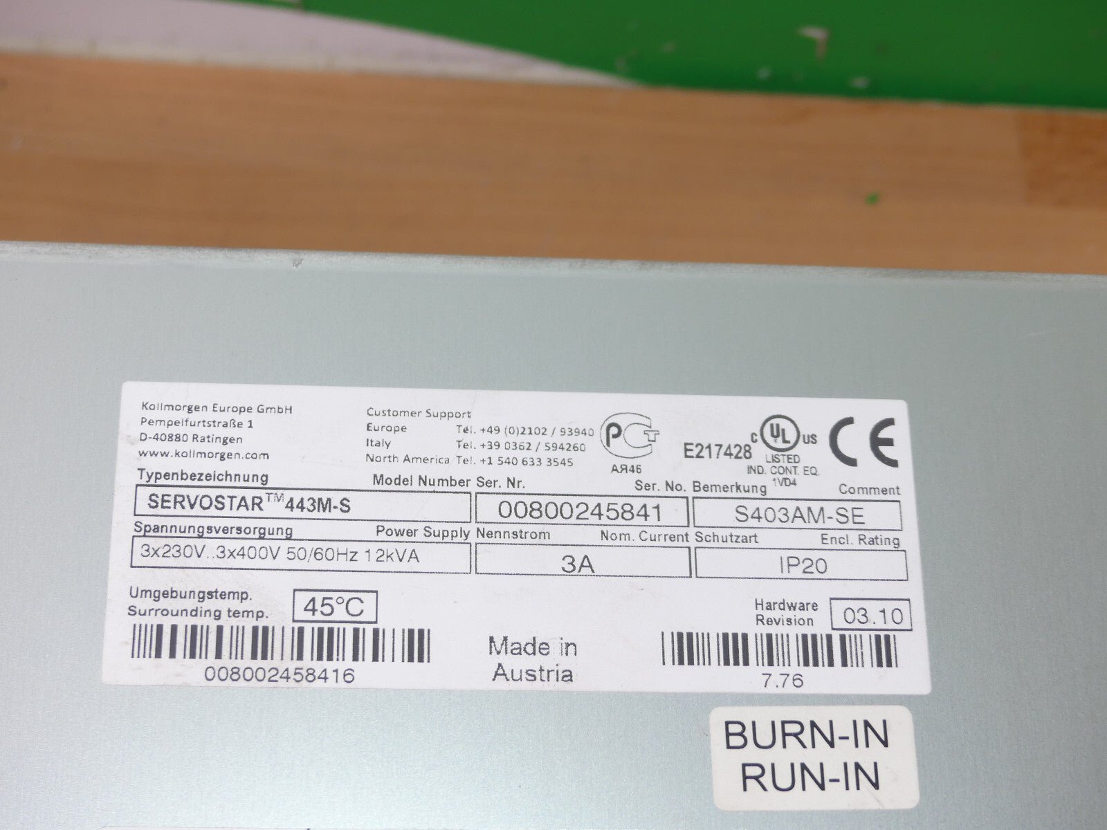 KOLLMORGEN SERVOSTAR 443M-S S403AM-SE