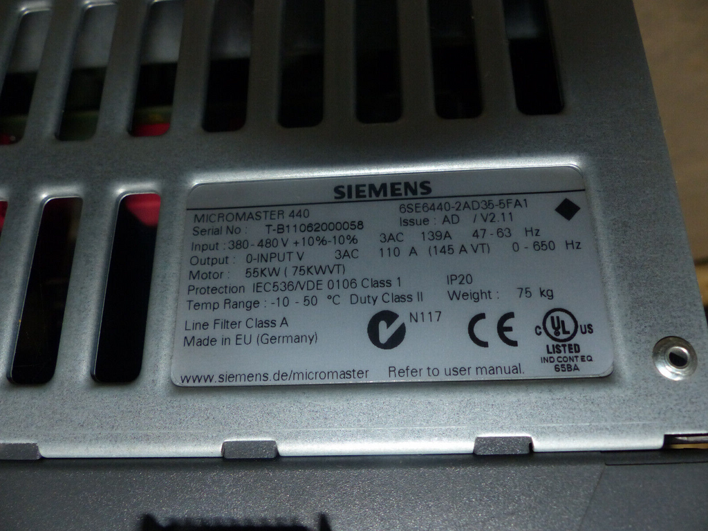 SIEMENS MICROMASTER 440 6SE6440-2AD35-5FA1 55KW s.Bilder