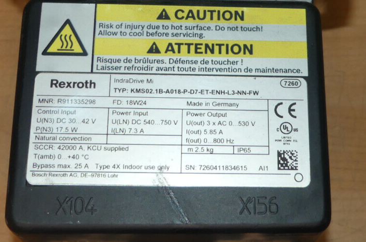 REXROTH INDRADRIVE MI KMS02.1B-A018-P-D7-ET-ENH-L3-NN-FW