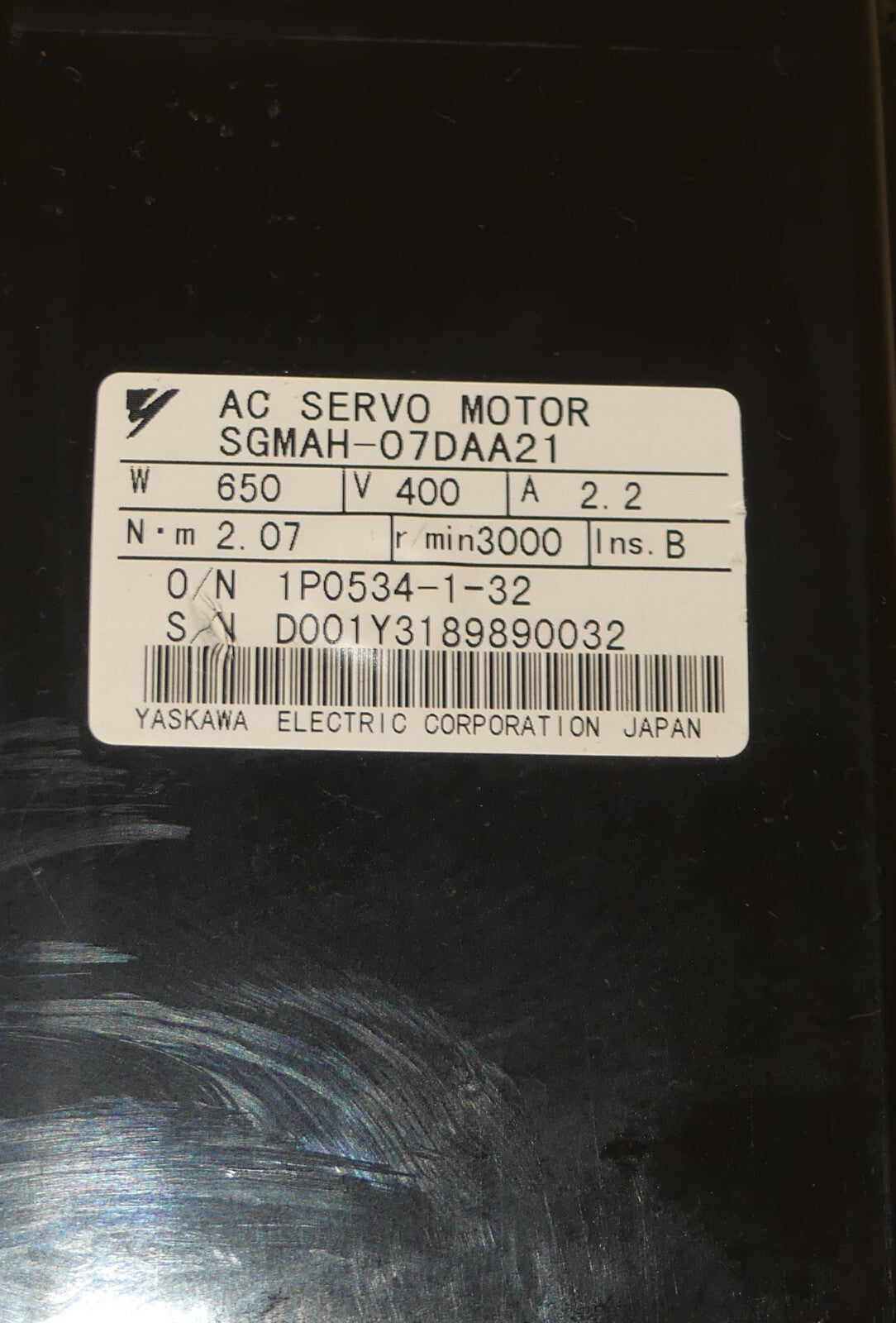 YASKAWA SERVOMOTOR SGMAH-07DAA21