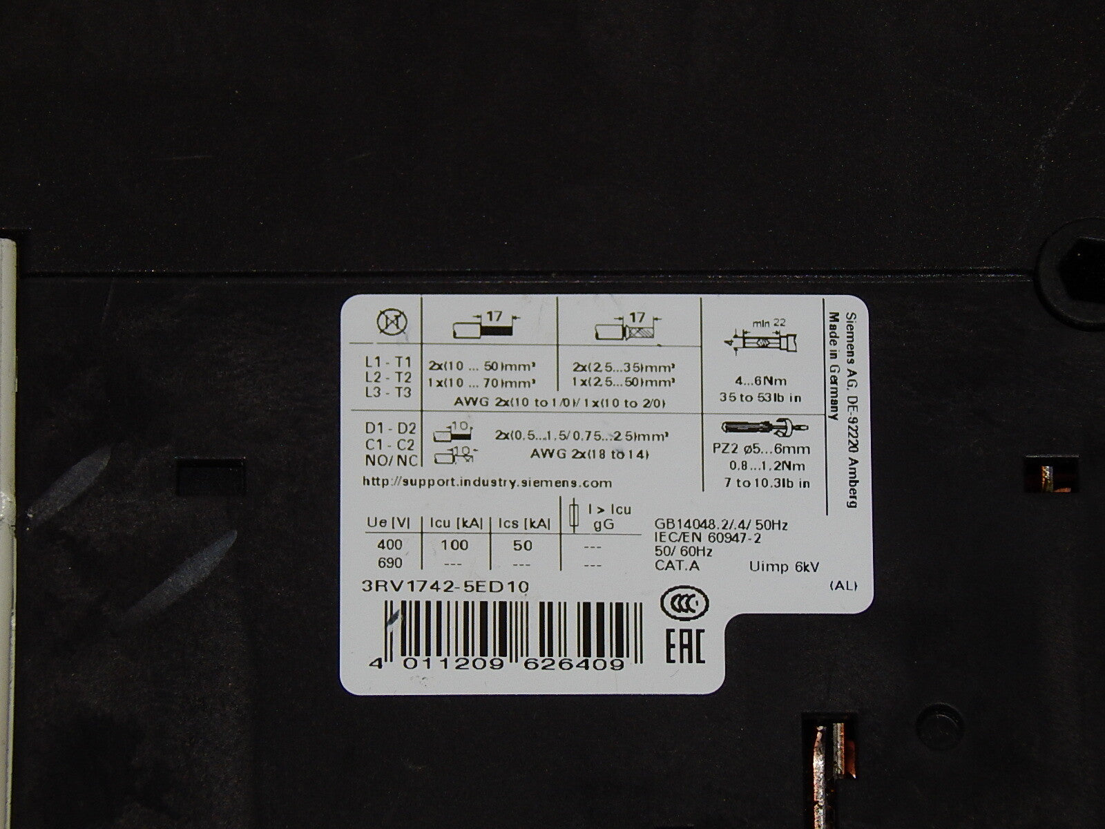  Siemens SIRIUS 3RV1742-5ED10 // 3RV1 742-5ED10 E-Stand:06  used