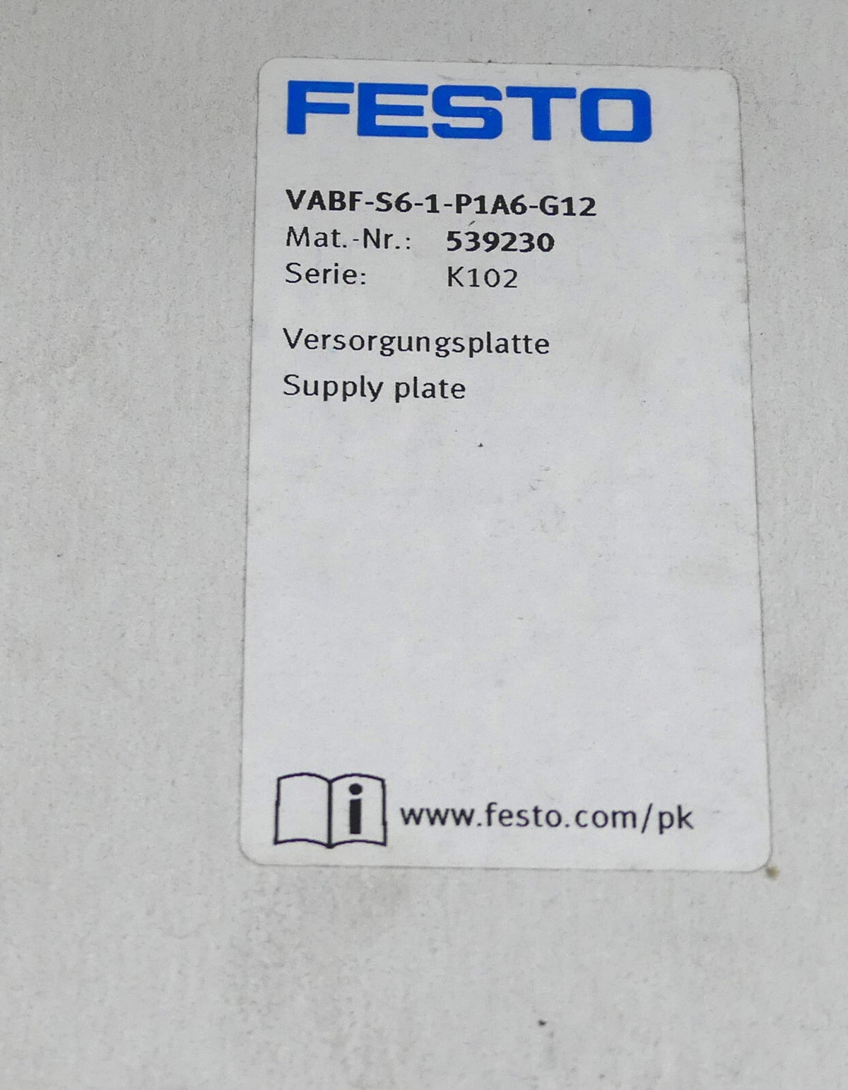 FESTO VABF-S6-1-P1A6-G12 Versorgungsplatte 539230
