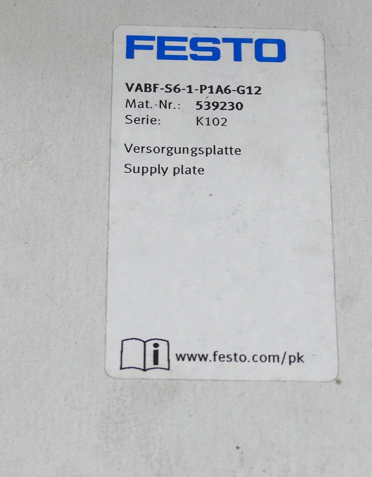 FESTO VABF-S6-1-P1A6-G12 Versorgungsplatte 539230