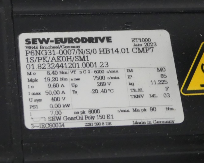 SEW-EURODRIVE P6NG31-0007/N/S/0 HB14.01 CMP71S/PK/AK0H/SM1