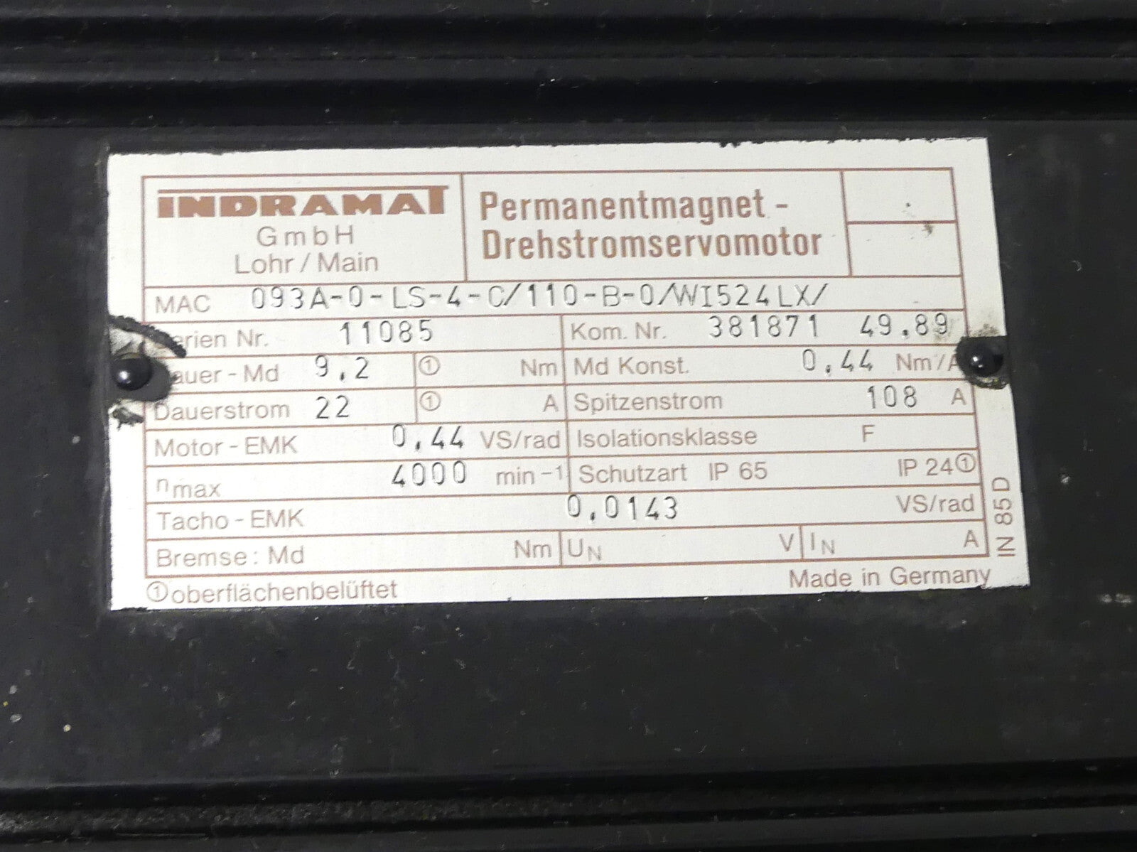 Indramat MAC093A-0-LS-4-C/110-B-0/WI524LX