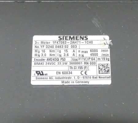 SIEMENS 1FK7083-2AH71-1CH0