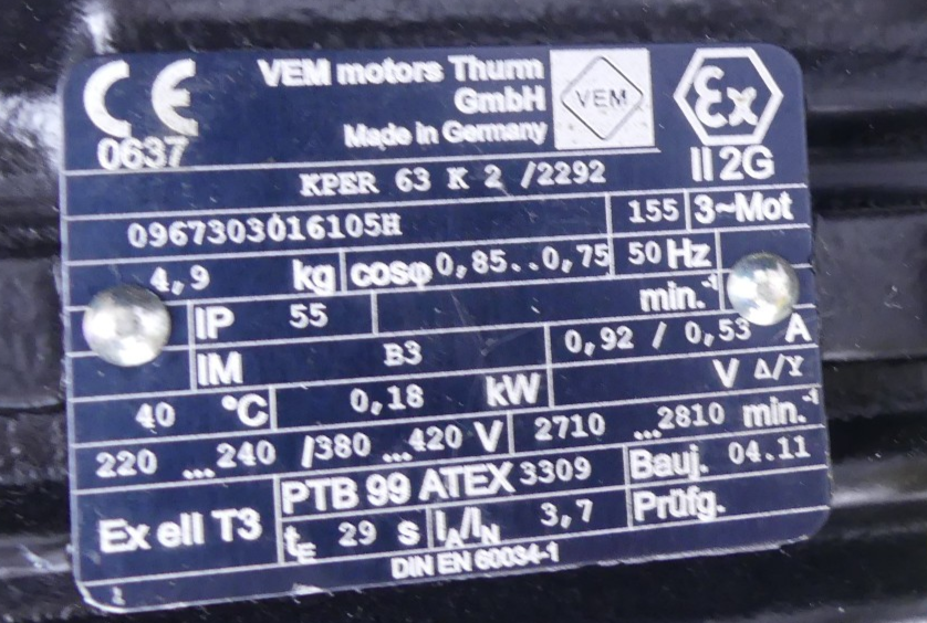 Grundfos Pumpe TP 25-50/2 XE-O-A-BUBE Motor VEM KPER 63 K2/2292