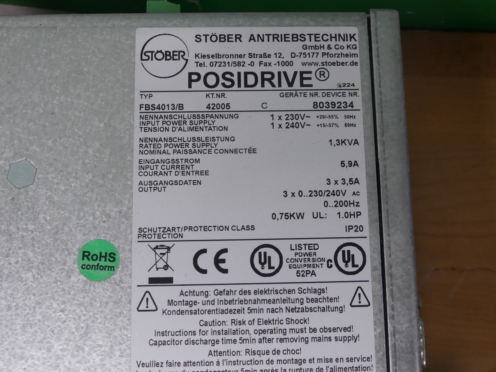 Stöber POSIDRIVE FDS 4000 FBS4013/B  0,75KW KT. NR. 42005 s.Bilder