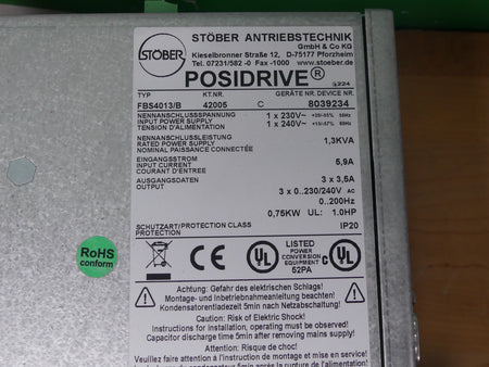 Stöber POSIDRIVE FDS 4000 FBS4013/B  0,75KW KT. NR. 42005 s.Bilder