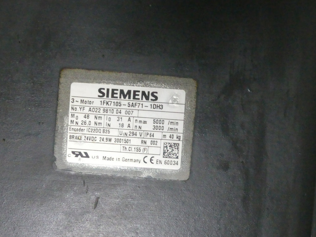 SIEMENS 1FK7105-5AF71-1DH3 used
