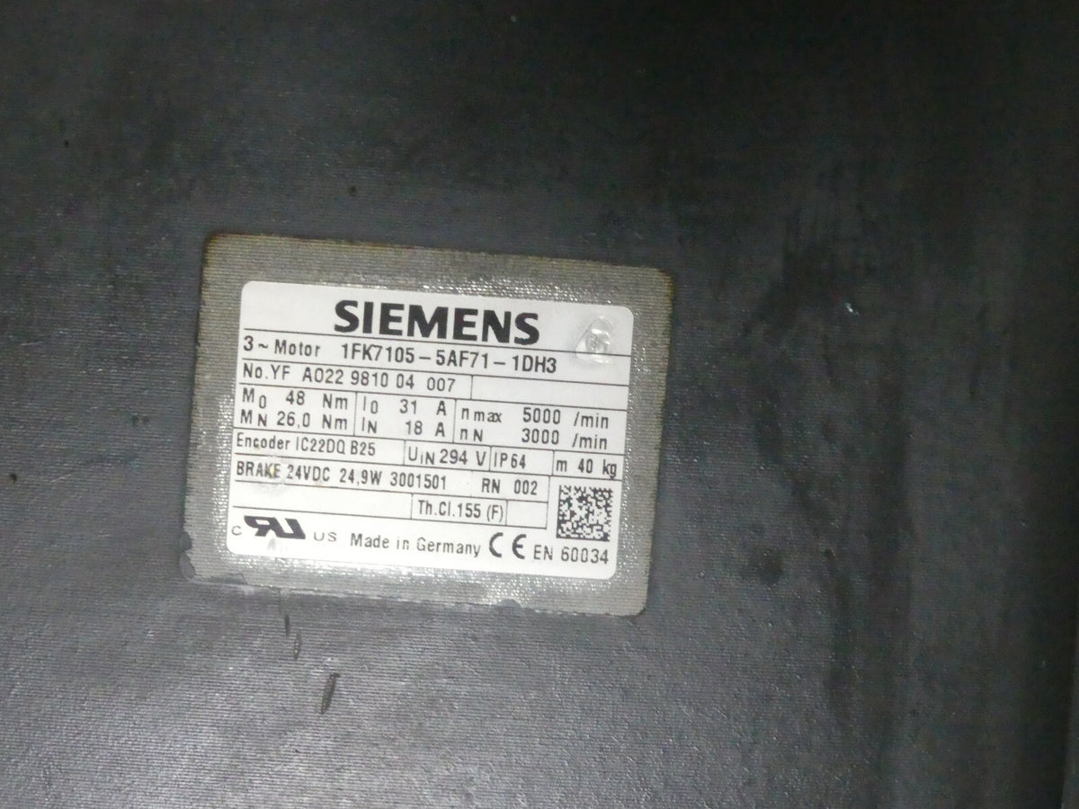 SIEMENS 1FK7105-5AF71-1DH3 used