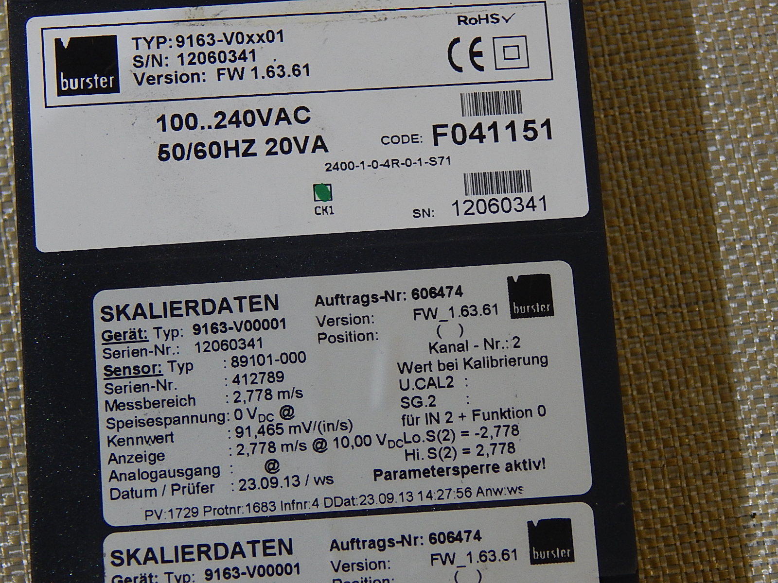Burster Digitalanzeiger,  9163 Typ: 9163-V00001 /9163-V0xx01 Used