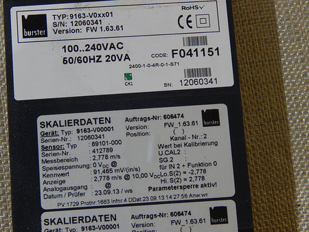 Burster Digitalanzeiger,  9163 Typ: 9163-V00001 /9163-V0xx01 Used