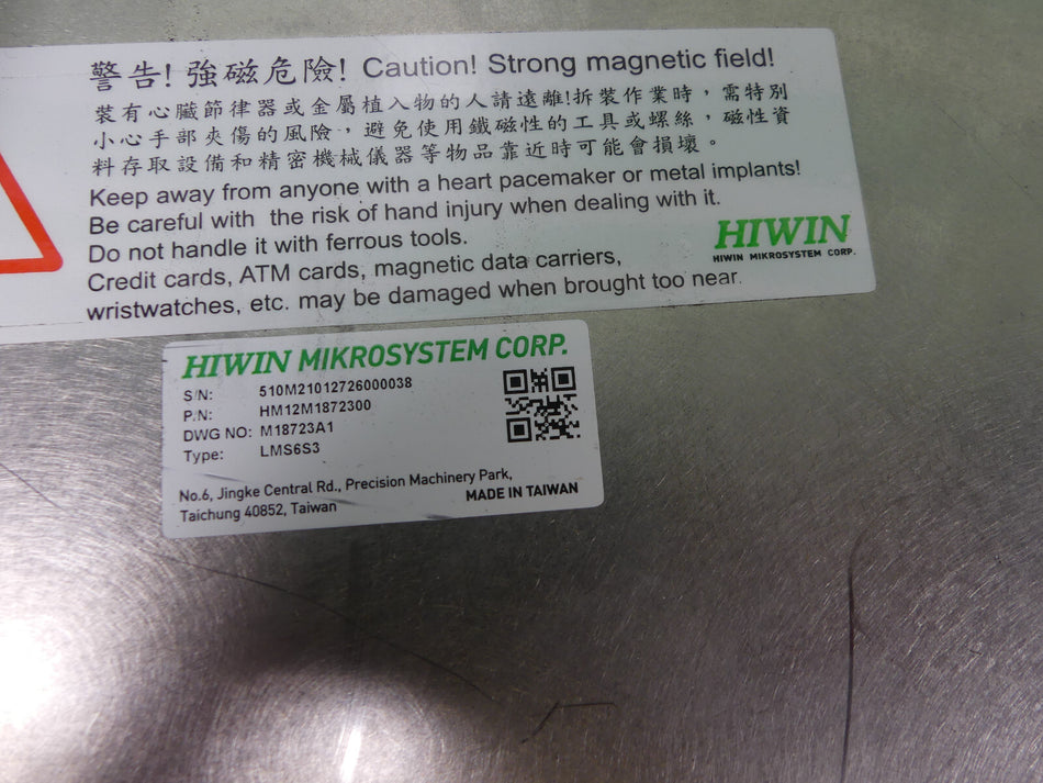 Hiwin Magnetschienenstatoren  LMS6S3  SS63D0A2 für Linearmotor DWG No:M18723A1