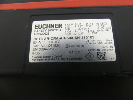 Euchner CET3-AR-CRA-AH-50X-SH-110103
