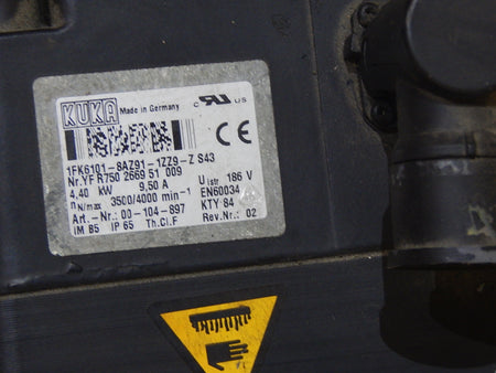 KUKA SERVOMOTOR 1FK6101-8AZ91-1ZZ9-Z S43 4.4KW 
