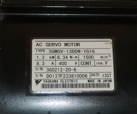 YASKAWA SERVOMOTOR SGMGV-13DDW-YG16