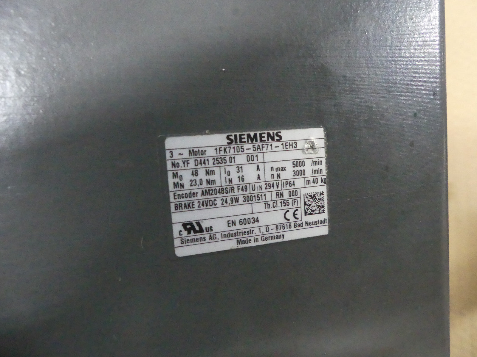 Siemens 1FK7105-5AF71-1EH3  Servomotor