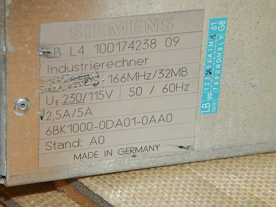  Siemens Industrie PC  6BK1000-0DA01-0AA0 used