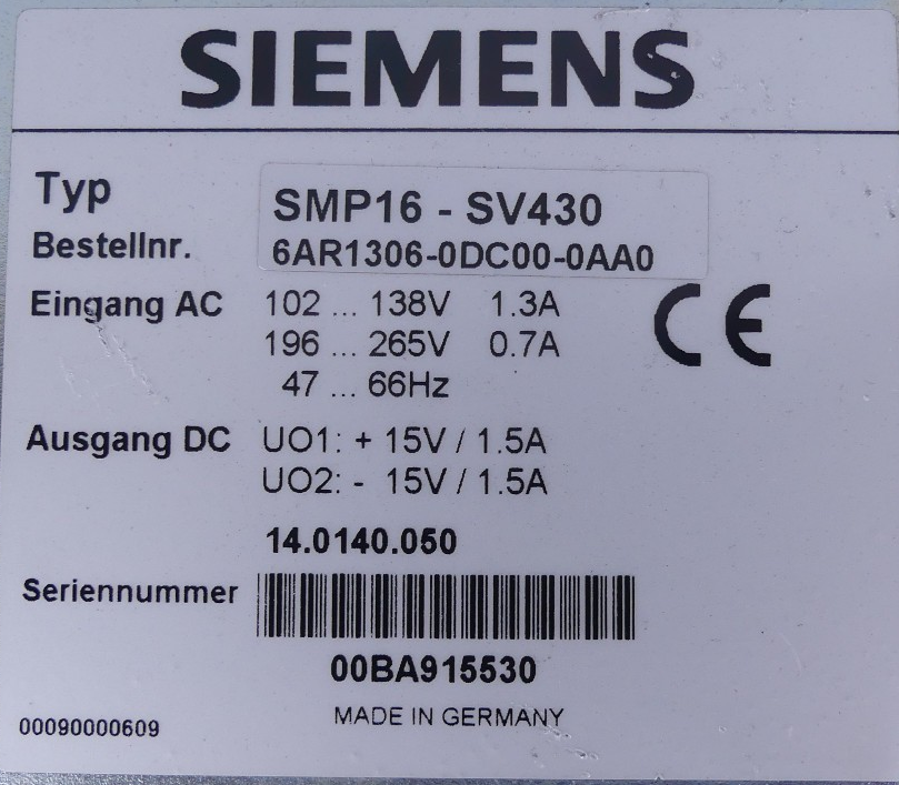 Siemens SMP16-SV430 6AR1306-0DC00-0AA0