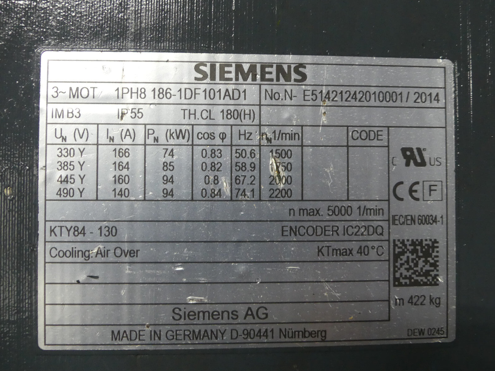 siemens 1PH8 186-1DF101AD1 / 1PH8186-1DF10-1AD1   used s.Bilder