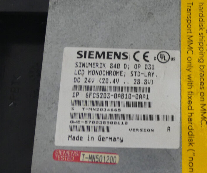 Siemens  - 6FC5203-0AB10-0AA1 +6FC5210-0DA20-2AA1