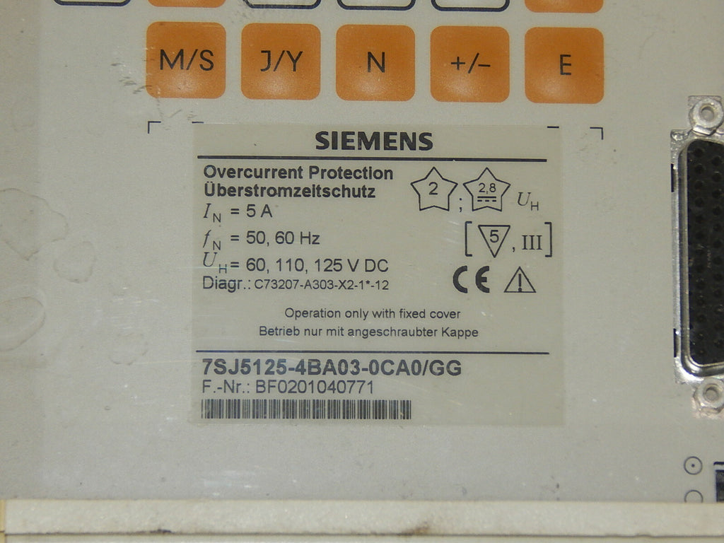  Siemens 7SJ5125-4BA03-0CA0/GG Überstromzeitschutz  