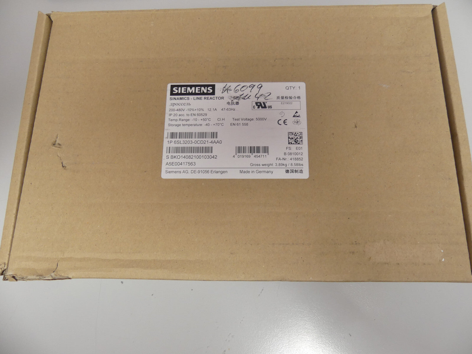 Siemens 6SL3203-0CD21-4AA0