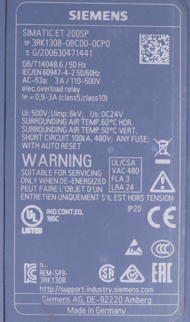 Siemens Simatic ET 200SP 3RK1308-0BC00-0CP0