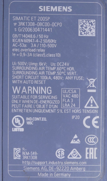 Siemens Simatic ET 200SP 3RK1308-0BC00-0CP0