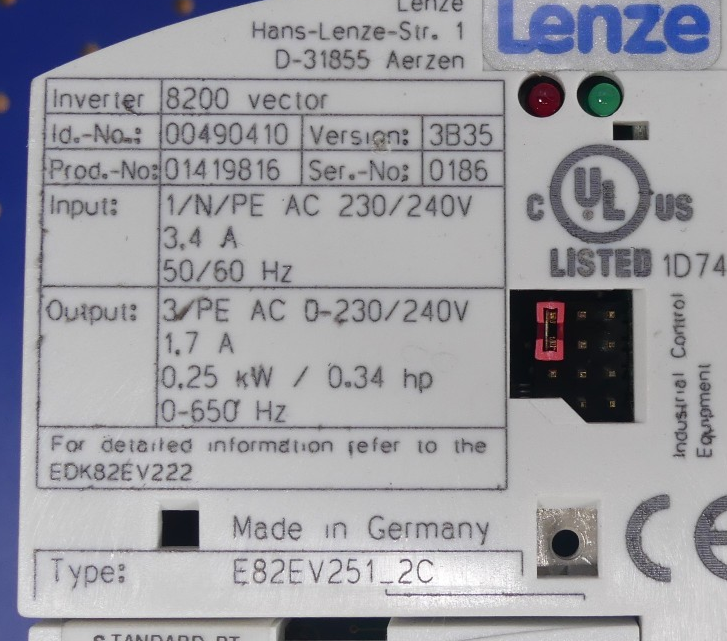 LENZE E82 EV251_2C Inverter 8200 Vector