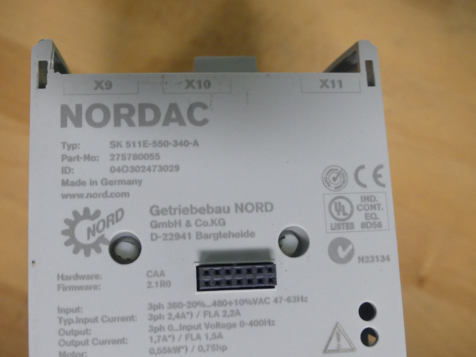 Nordac Frequenzumrichter SK 511E-550-340-A MIT SK TU3-CTR