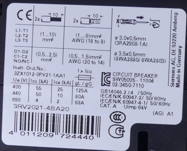 SIEMENS Sirius 3RV2021-4BA20