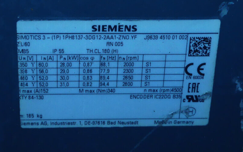 SIEMENS 1PH8137-3DG12-2AA1-Z