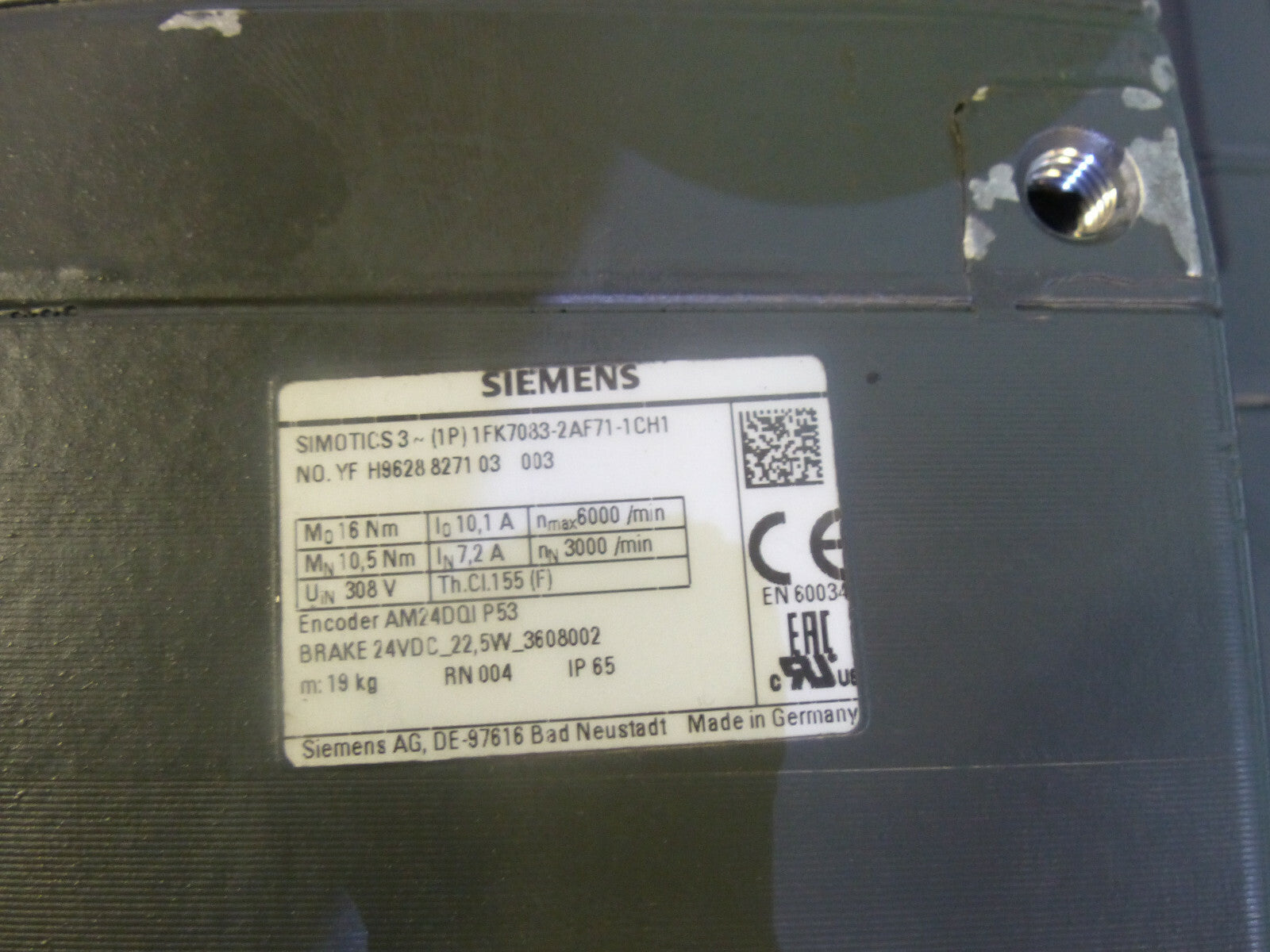  Siemens Servomotor  1FK7083-2AF71-1CH1 used