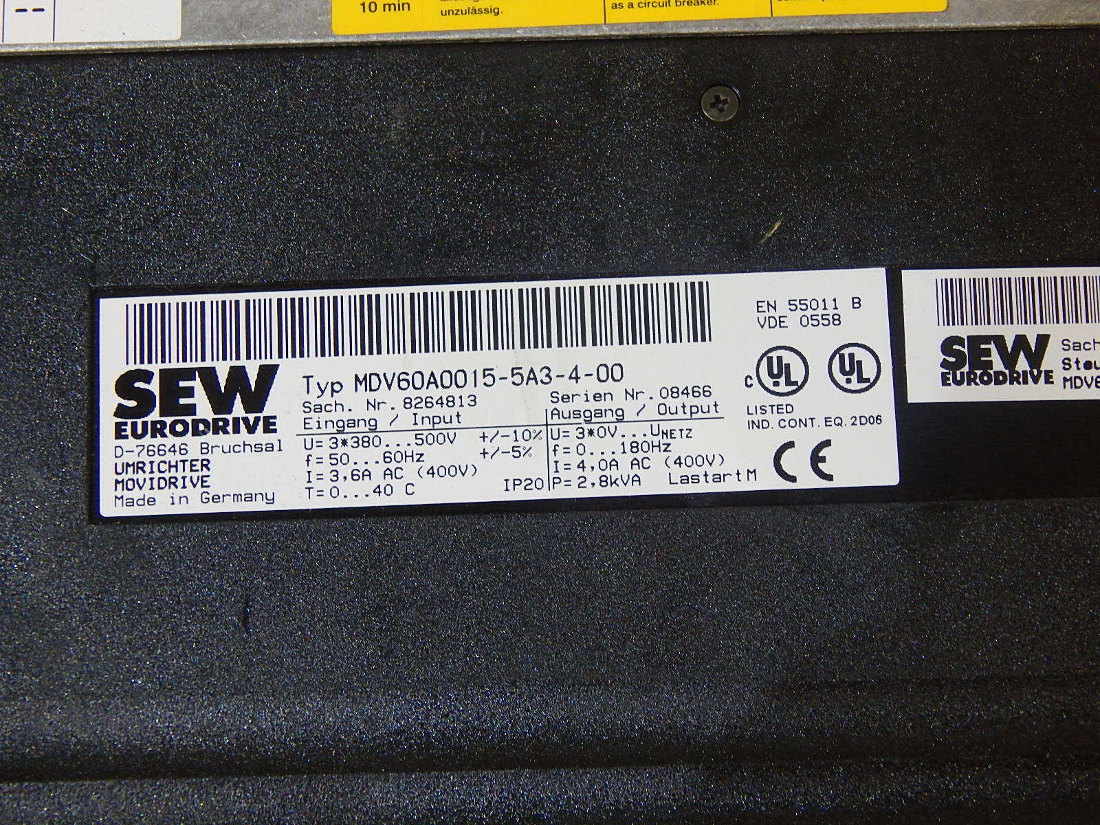 SEW MDS60A0220-503-4-00 Eurodrive MDV60A0015-5A3-4-00