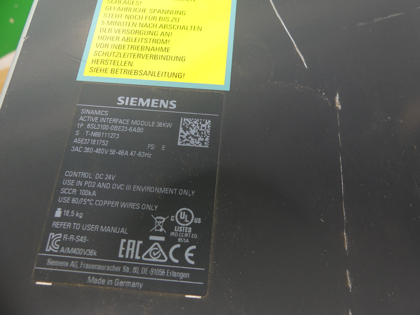 Siemens SINAMICS S120 Interface Module  6SL3100-0BE23-6AB0