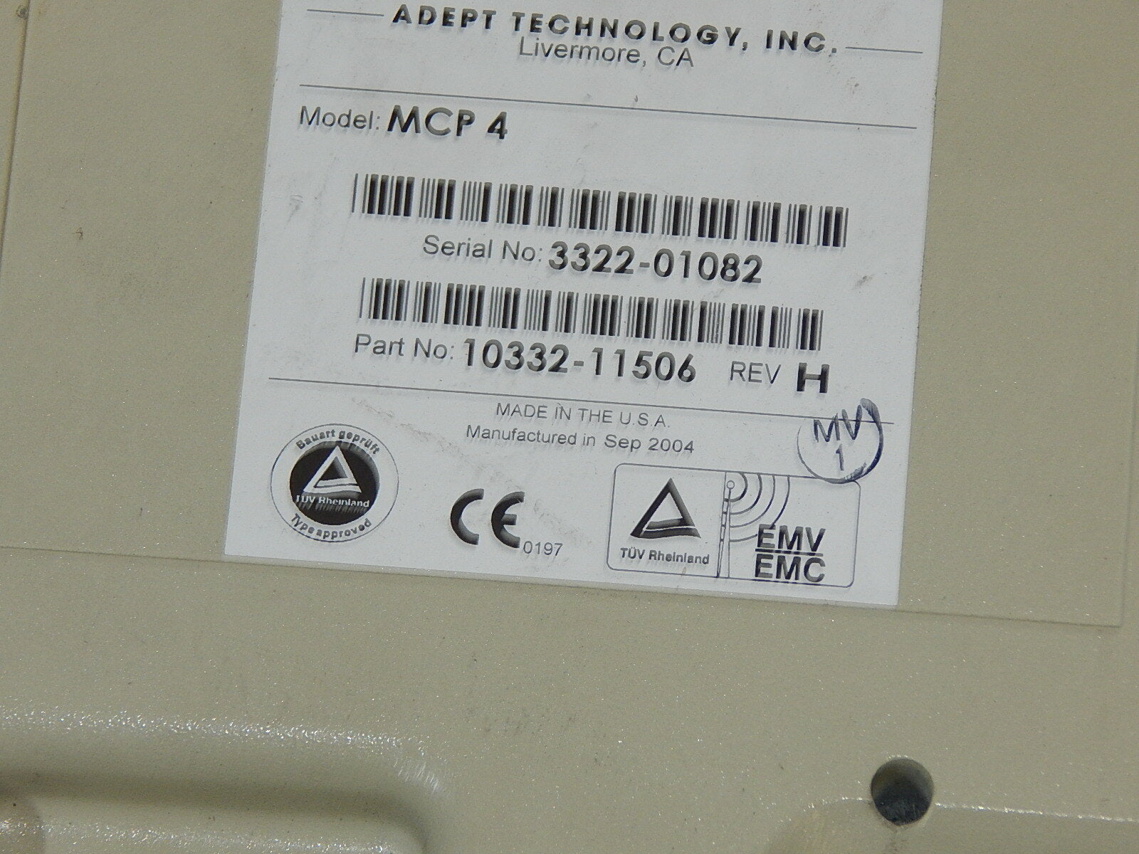 Adept Tech. 10332-11506  Rev. H Handbetrieb Operator MCP 4  used