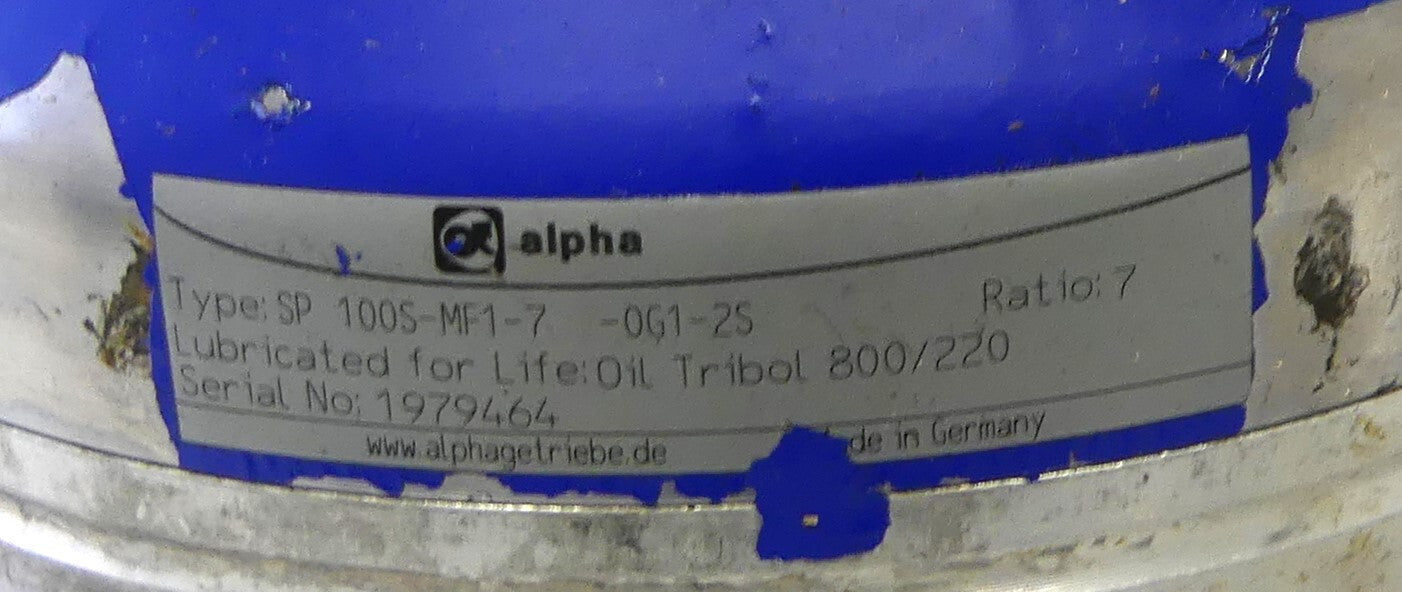 ALPHA SP100S-MF1-7-0G1-2S PLANETARY GEAR REDUCER GEARBOX 7:1 Ratio