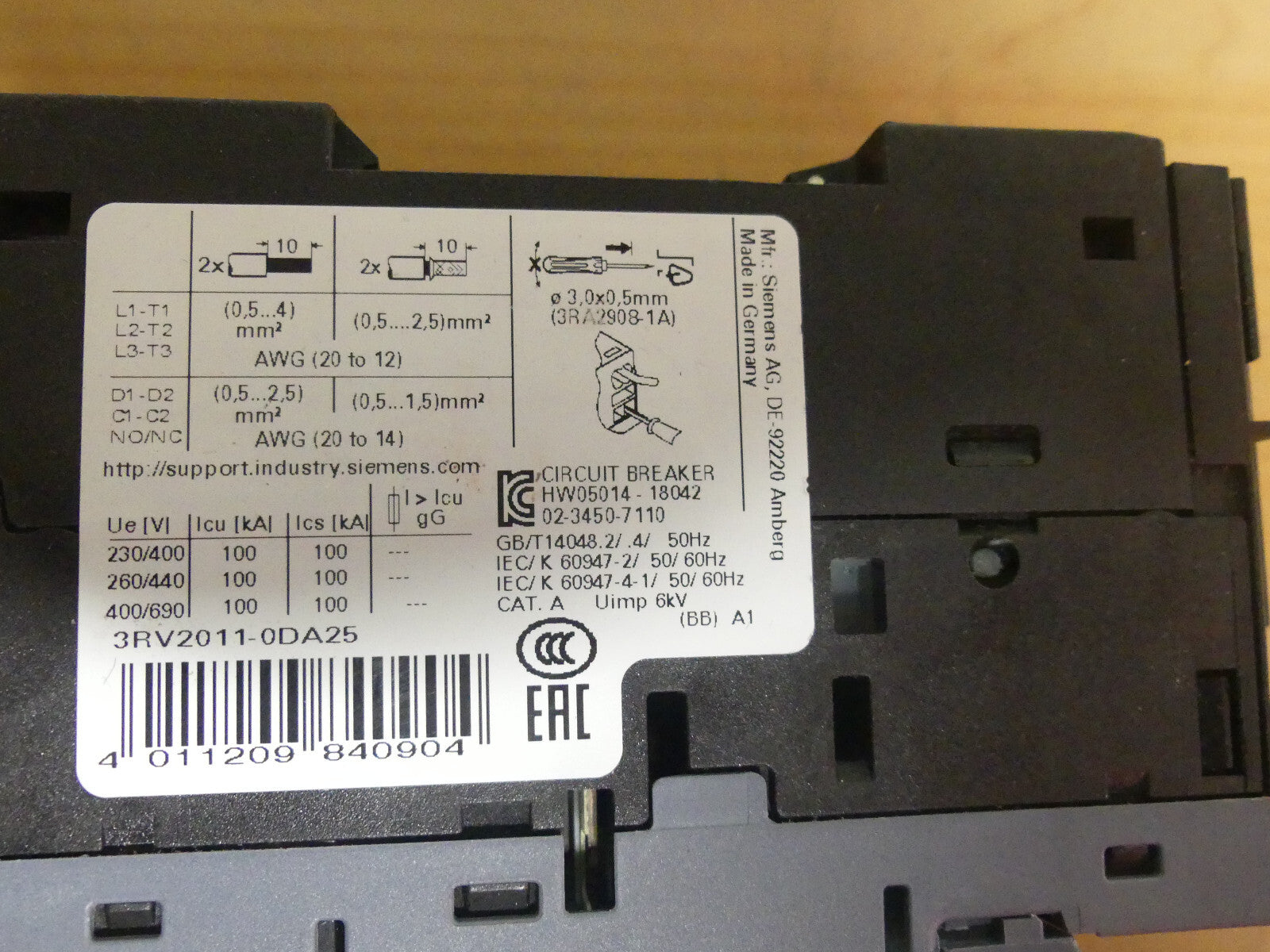 Siemens 3RV2011-0DA25