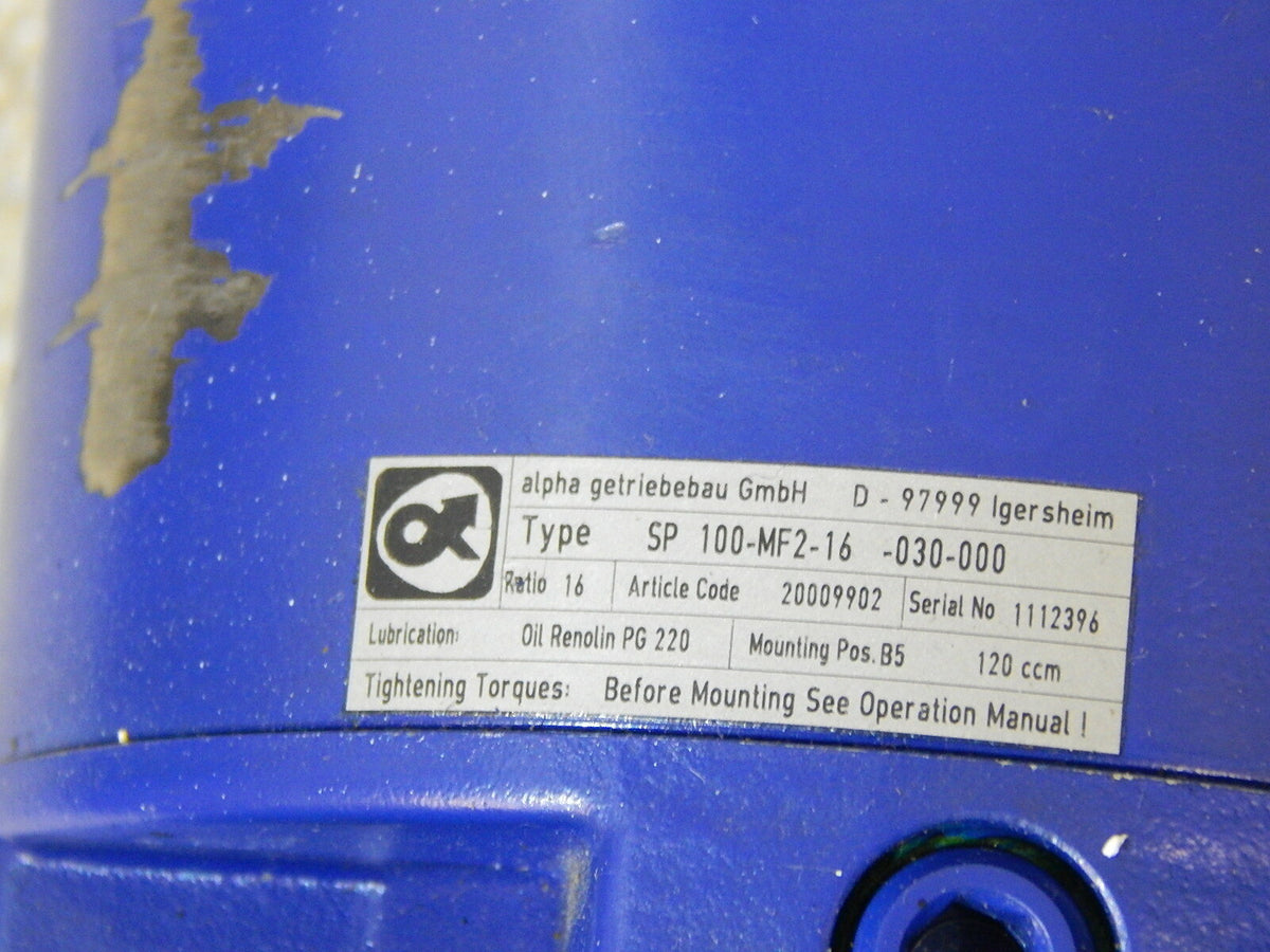 Alpha Getriebe SP100-MF2-16 -030-000  used 