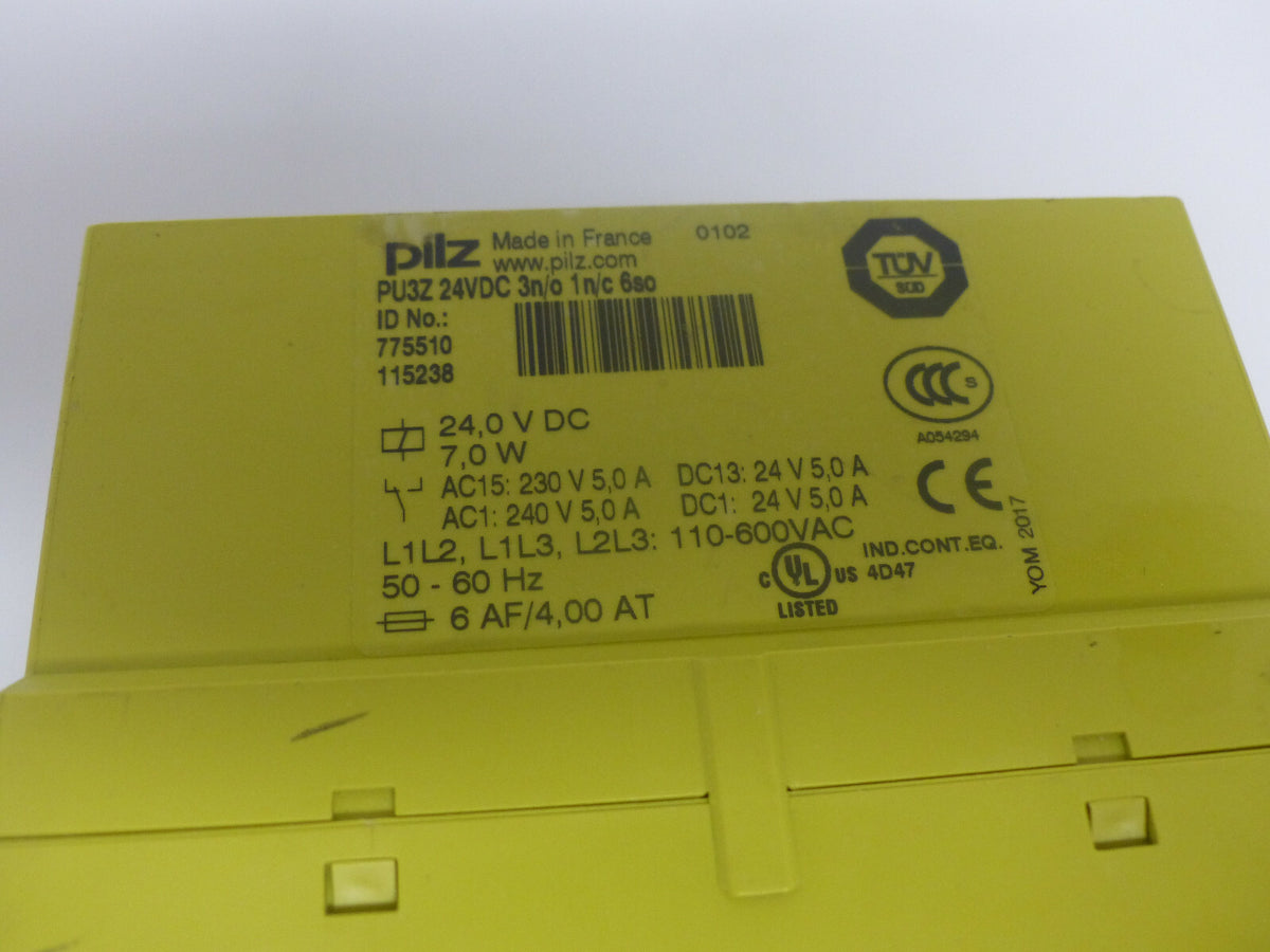 PILZ PU3Z 24VDC 3n/o 1n/c 6so Sicherheit Relais