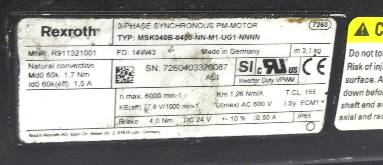 REXROTH MSK040B-0450-NN-M1-UG1-NNNN